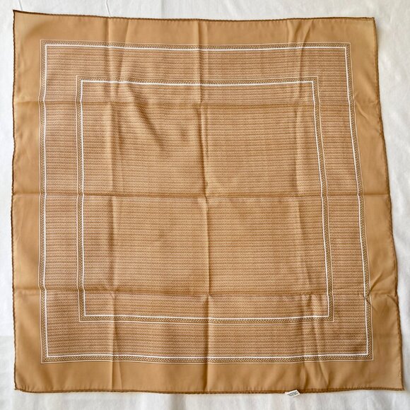 Vintage Beige Chevron Weave Print Polyester Square Scarf 27" X 27" Japan White - Picture 11 of 13
